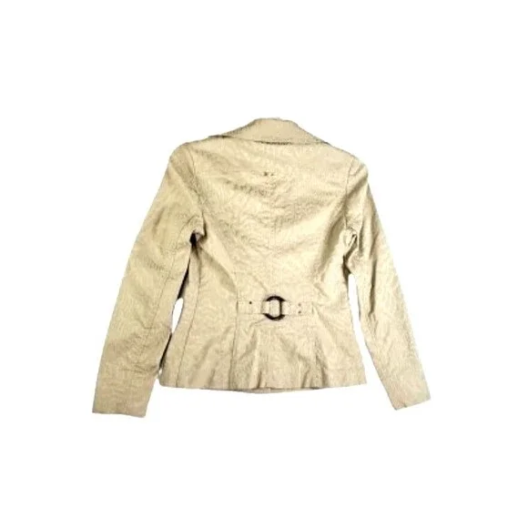 ST JOHN SPORT Single Breasted Blazer Jacket Tan Jacquard Petite Small Two Button - Picture 4 of 6